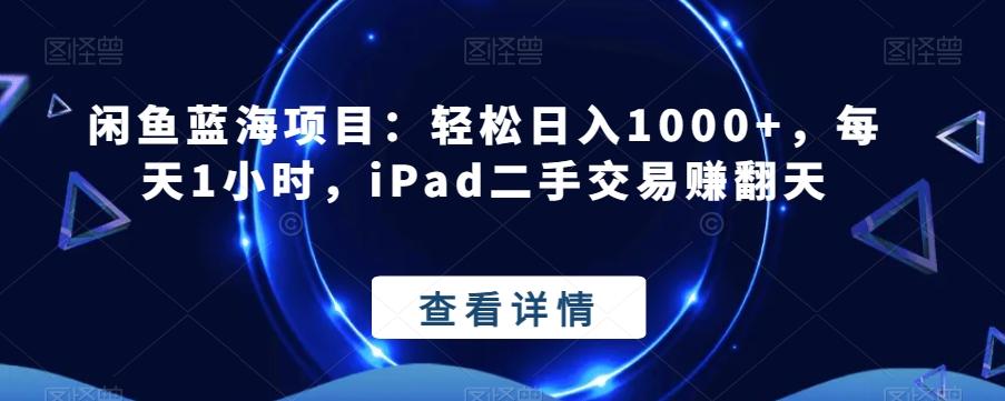 闲鱼蓝海项目：轻松日入1000+，每天1小时，iPad二手交易赚翻天-星河轻创
