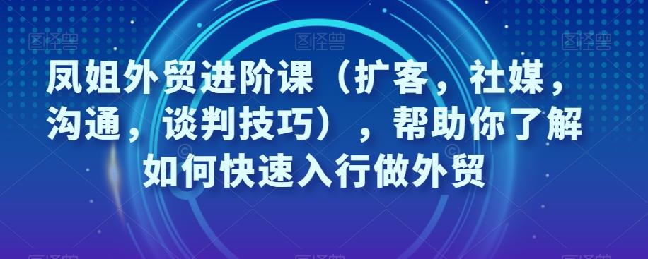 凤姐外贸进阶课（扩客，社媒，沟通，谈判技巧），帮助你了解如何快速入行做外贸-星河轻创