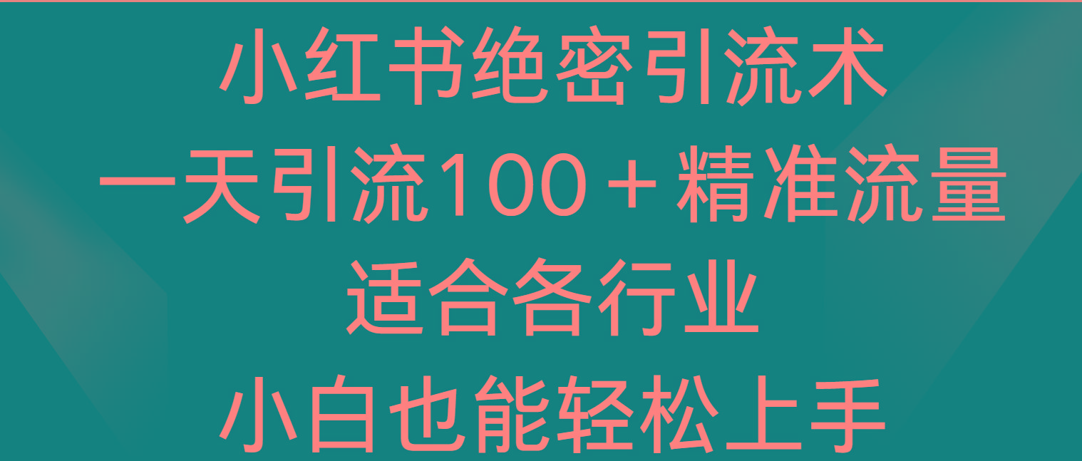 小红书绝密引流术，一天引流100＋精准流量，适合各个行业，小白也能轻松上手-星河轻创