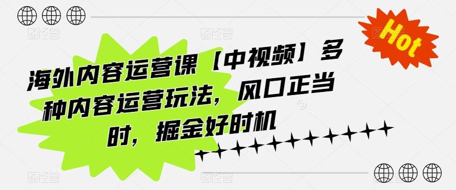 海外内容运营课【中视频】多种内容运营玩法，风口正当时，掘金好时机-星河轻创