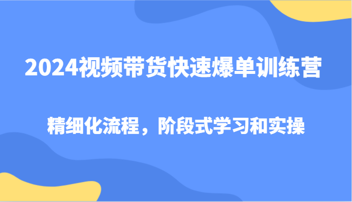 2024视频带货快速爆单训练营，精细化流程，阶段式学习和实操-星河轻创