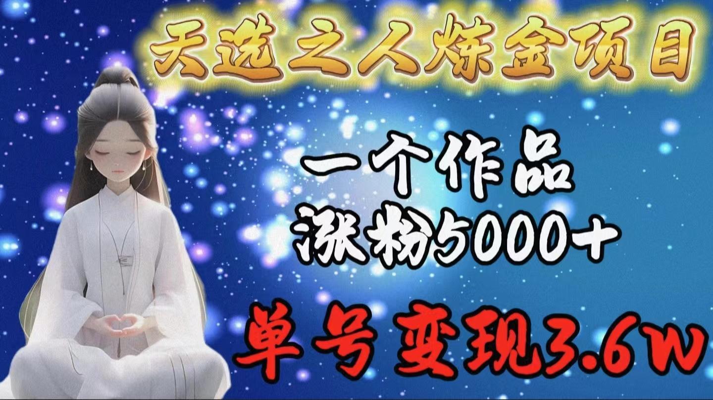 (9693期)天选之人炼金项目，一个作品涨粉5000+，单号变现3.6w-星河轻创