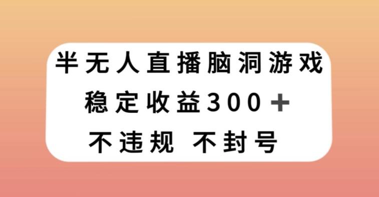 半无人直播脑洞小游戏，每天收入300+，保姆式教学小白轻松上手【揭秘】-星河轻创