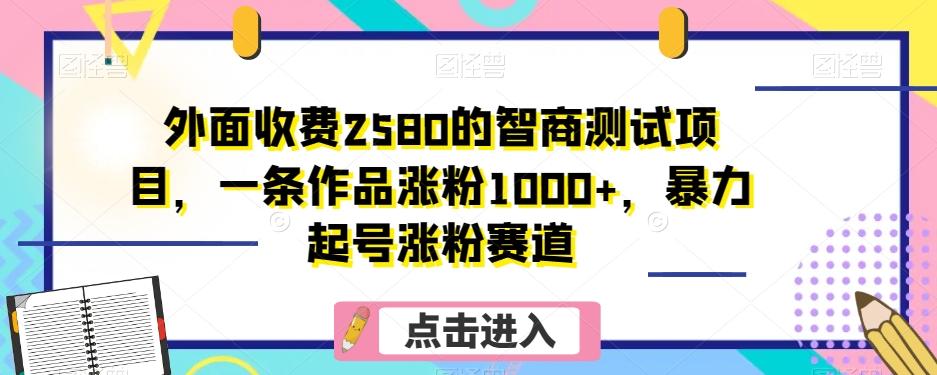外面收费2580的智商测试项目，一条作品涨粉1000+，暴力起号涨粉赛道【揭秘】-星河轻创