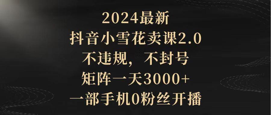 (9639期)2024最新抖音小雪花卖课2.0 不违规 不封号 矩阵一天3000+一部手机0粉丝开播-星河轻创