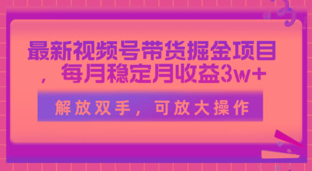 最新视频号带货掘金项目，每月稳定月收益3w+，解放双手，可放大操作-星河轻创