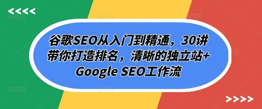 谷歌SEO从入门到精通，30讲带你打造排名，清晰的独立站+Google SEO工作流-星河轻创