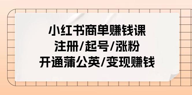 小红书商单赚钱课：注册/起号/涨粉/开通蒲公英/变现赚钱(25节课)-星河轻创