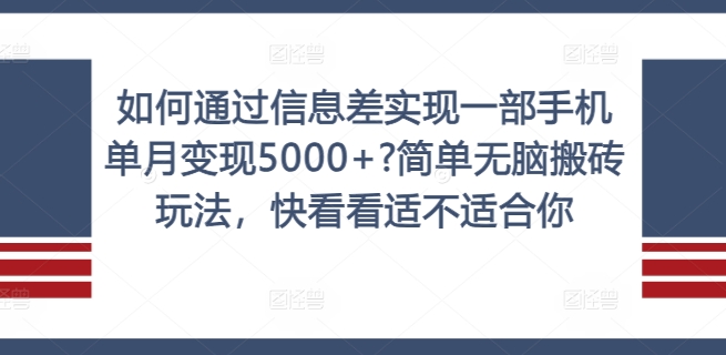如何通过信息差实现一部手机单月变现5000+?简单无脑搬砖玩法，快看看适不适合你【揭秘】-星河轻创