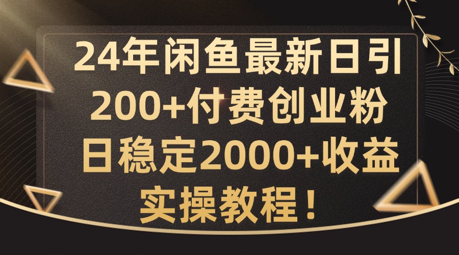 24年闲鱼最新日引200+付费创业粉日稳2000+收益，实操教程【揭秘】-星河轻创