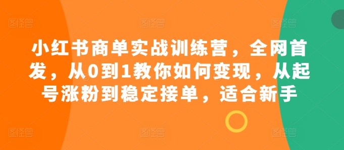 小红书商单实战训练营，全网首发，从0到1教你如何变现，从起号涨粉到稳定接单，适合新手-星河轻创