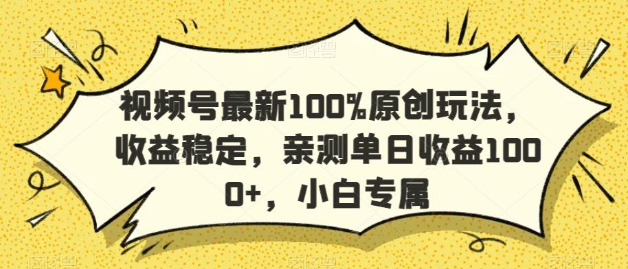 视频号最新100%原创玩法，收益稳定，亲测单日收益1000+，小白专属【揭秘】-星河轻创
