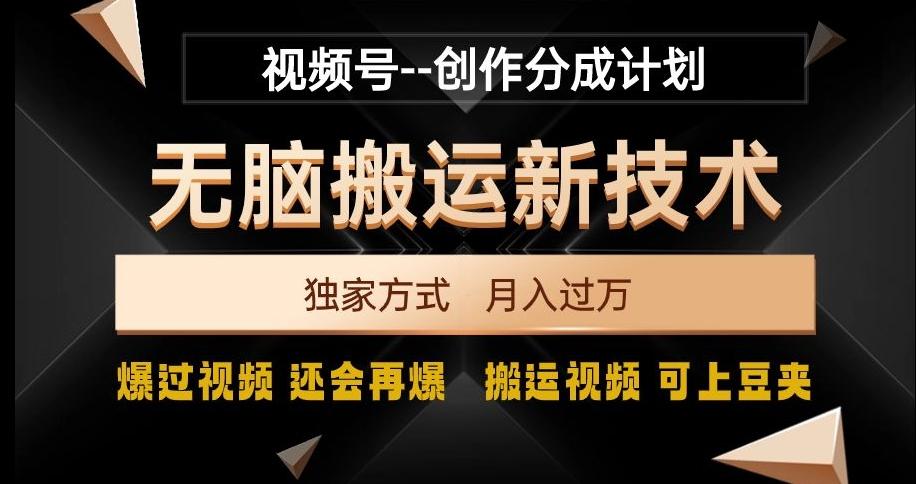 视频号无脑搬运新技术，破原创壕流量，独家方式，爆过视频，还会再爆【揭秘】-星河轻创