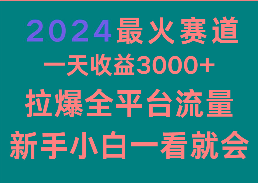2024最火赛道,一天收一3000+.拉爆全平台流量,新手小白一看就会-星河轻创