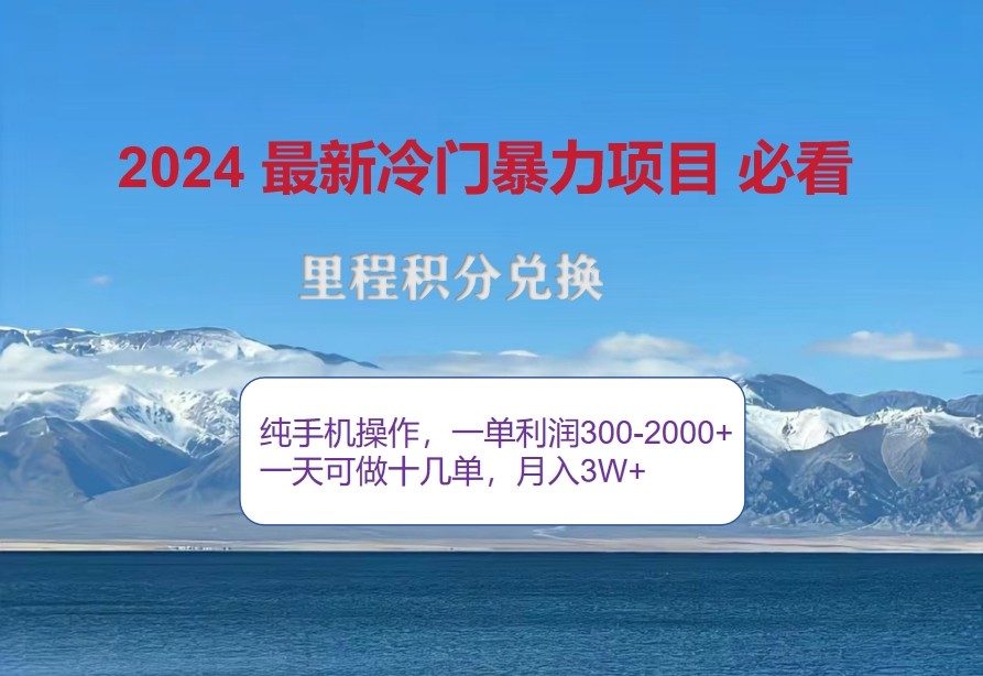 2024惊爆冷门暴利，里程积分最新玩法，高爆发期，一单300+—2000+-星河轻创