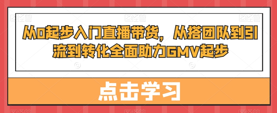 从0起步入门直播带货，​从搭团队到引流到转化全面助力GMV起步-星河轻创