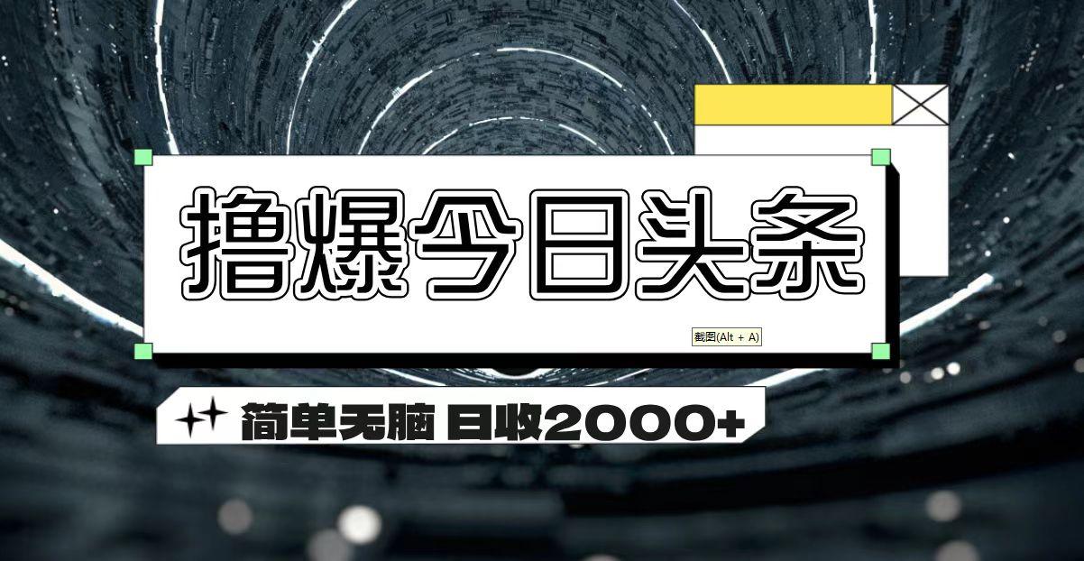 撸爆今日头条 简单无脑操作 日收2000+-星河轻创
