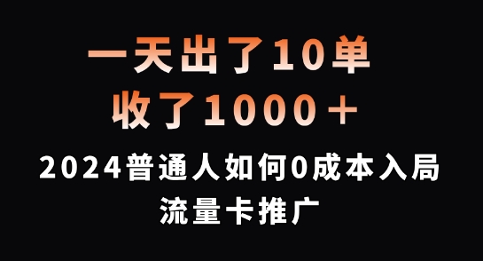 一天出了10单，收了1000+，2024普通人如何0成本入局流量卡推广【揭秘】-星河轻创