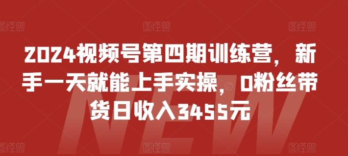2024视频号第四期训练营，新手一天就能上手实操，0粉丝带货日收入3455元-星河轻创
