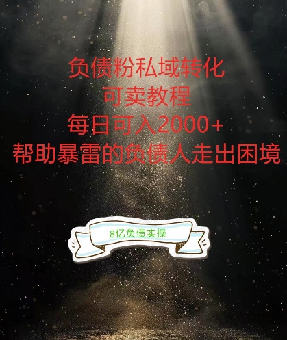 负债粉掘金计划，帮助负债者解决问题，债务规划，债务重组，最好的变现方式【揭秘】-星河轻创