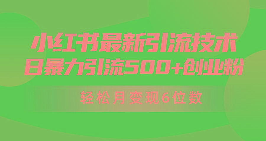 (9871期)日引500+月变现六位数24年最新小红书暴力引流兼职粉教程-星河轻创