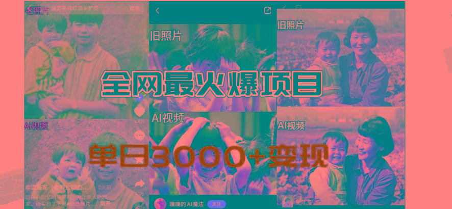 全网爆火的AI让老照片动起来教程，蹭热点日赚3000+，内含免费工具一键…-星河轻创