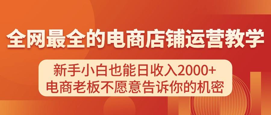 电商店铺运营教学，新手小白也能日收入2000+，电商老板不愿意告诉你的机密-星河轻创