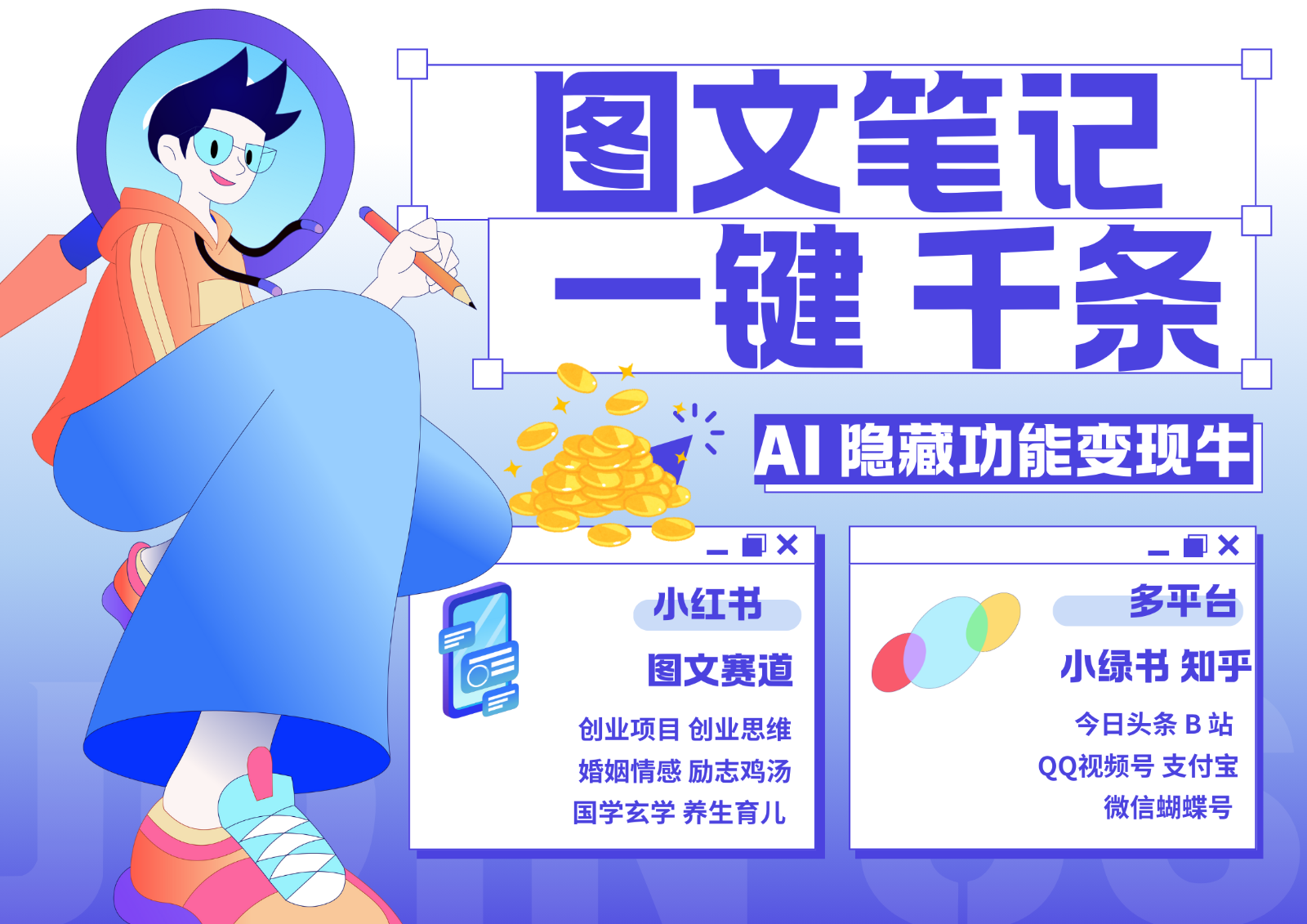 1键生成数千条图文 创业国学 秒生笔记 小红书小绿书图文 轻松引流 变现30000+-星河轻创