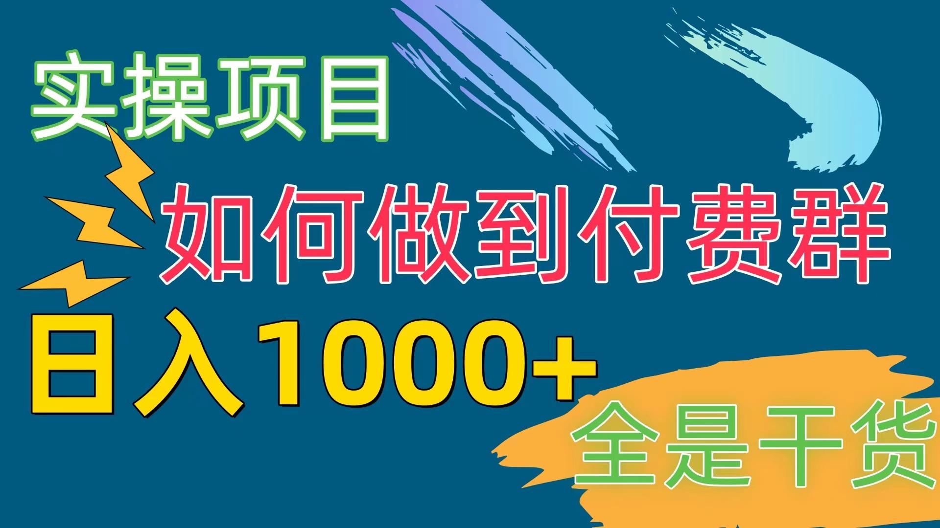 [实操项目]付费群赛道，日入1000+-星河轻创