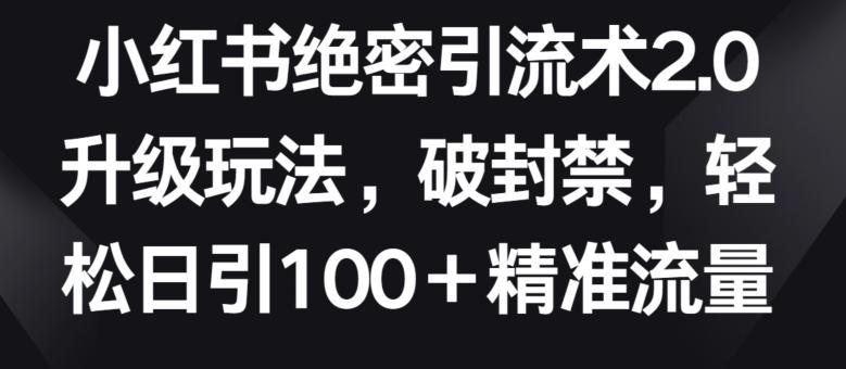 小红书绝密引流术2.0升级玩法，破封禁，轻松日引100+精准流量【揭秘】-星河轻创
