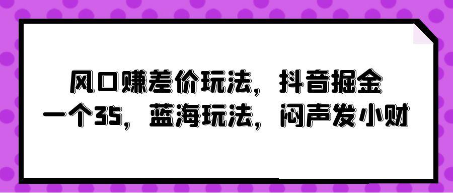 (10022期)风口赚差价玩法，抖音掘金，一个35，蓝海玩法，闷声发小财-星河轻创