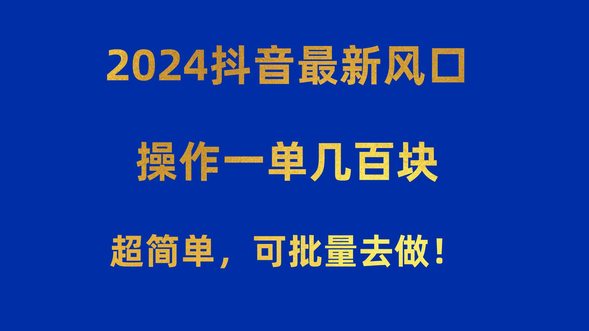2024抖音最新风口！操作一单几百块！超简单，可批量去做！！！-星河轻创