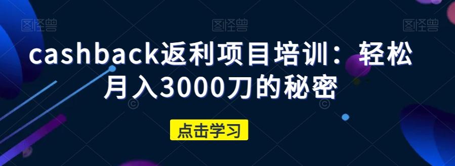 cashback返利项目培训：轻松月入3000刀的秘密-星河轻创