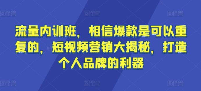 流量内训班，相信爆款是可以重复的，短视频营销大揭秘，打造个人品牌的利器-星河轻创
