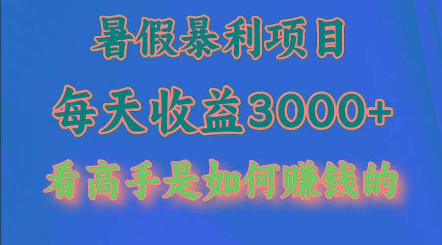 暑假暴利项目，每天收益3000+ 努努力能达到5000+，暑假大流量来了-星河轻创