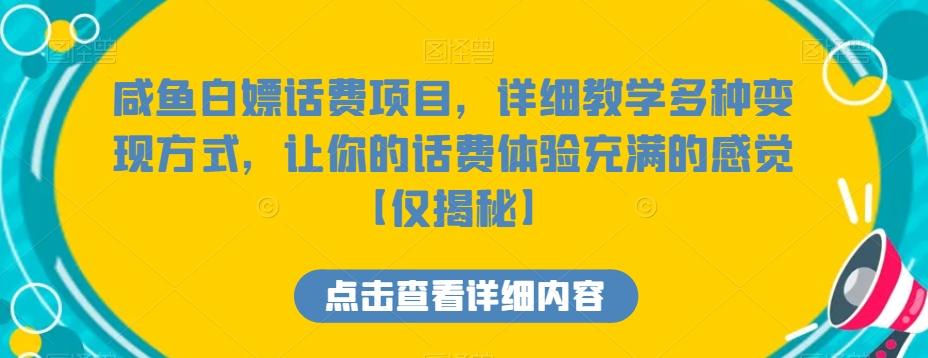 咸鱼白嫖话费项目，详细教学多种变现方式，让你的话费体验充满的感觉【仅揭秘】-星河轻创