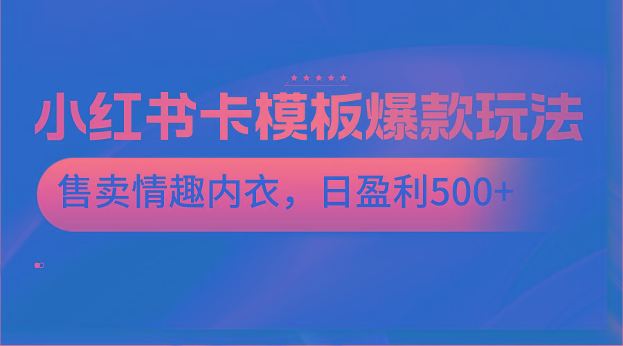 小红书卡模板爆款玩法，售卖情趣内衣，日盈利500+-星河轻创