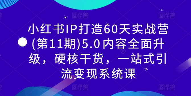小红书IP打造60天实战营(第11期)5.0​内容全面升级，硬核干货，一站式引流变现系统课-星河轻创