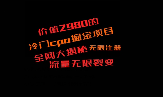 价值2980的CPA掘金项目大揭秘，号称当天收益200+，不见收益包赔双倍-星河轻创