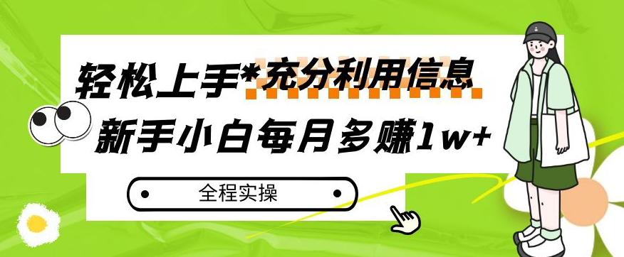 每月多赚1w+，新手小白如何充分利用信息赚钱，全程实操！【揭秘】-星河轻创