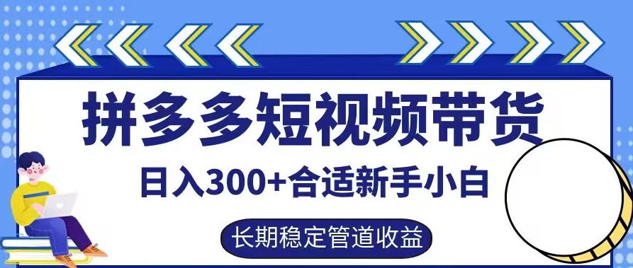 拼多多短视频带货日入300+有长期稳定被动收益，合适新手小白【揭秘】-星河轻创