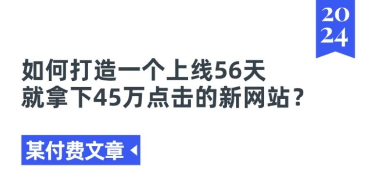 某付费文章《如何打造一个上线56天就拿下45万点击的新网站?》-星河轻创