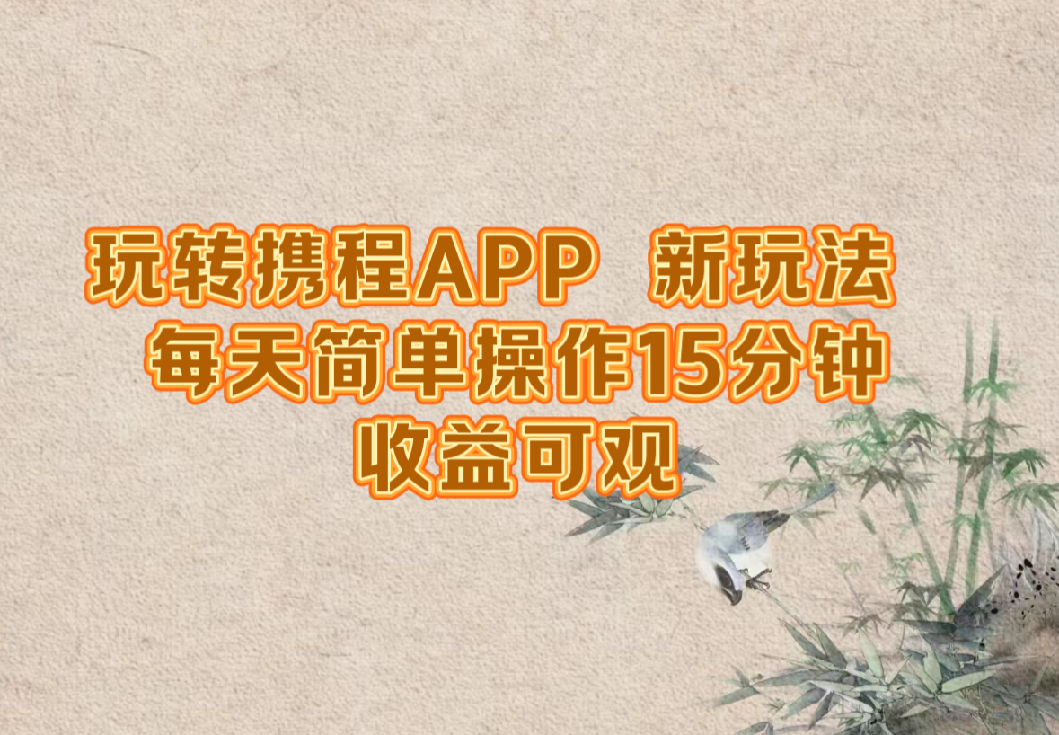 玩转携程APP，新玩法，每天简单操作15分钟，收益可观-星河轻创