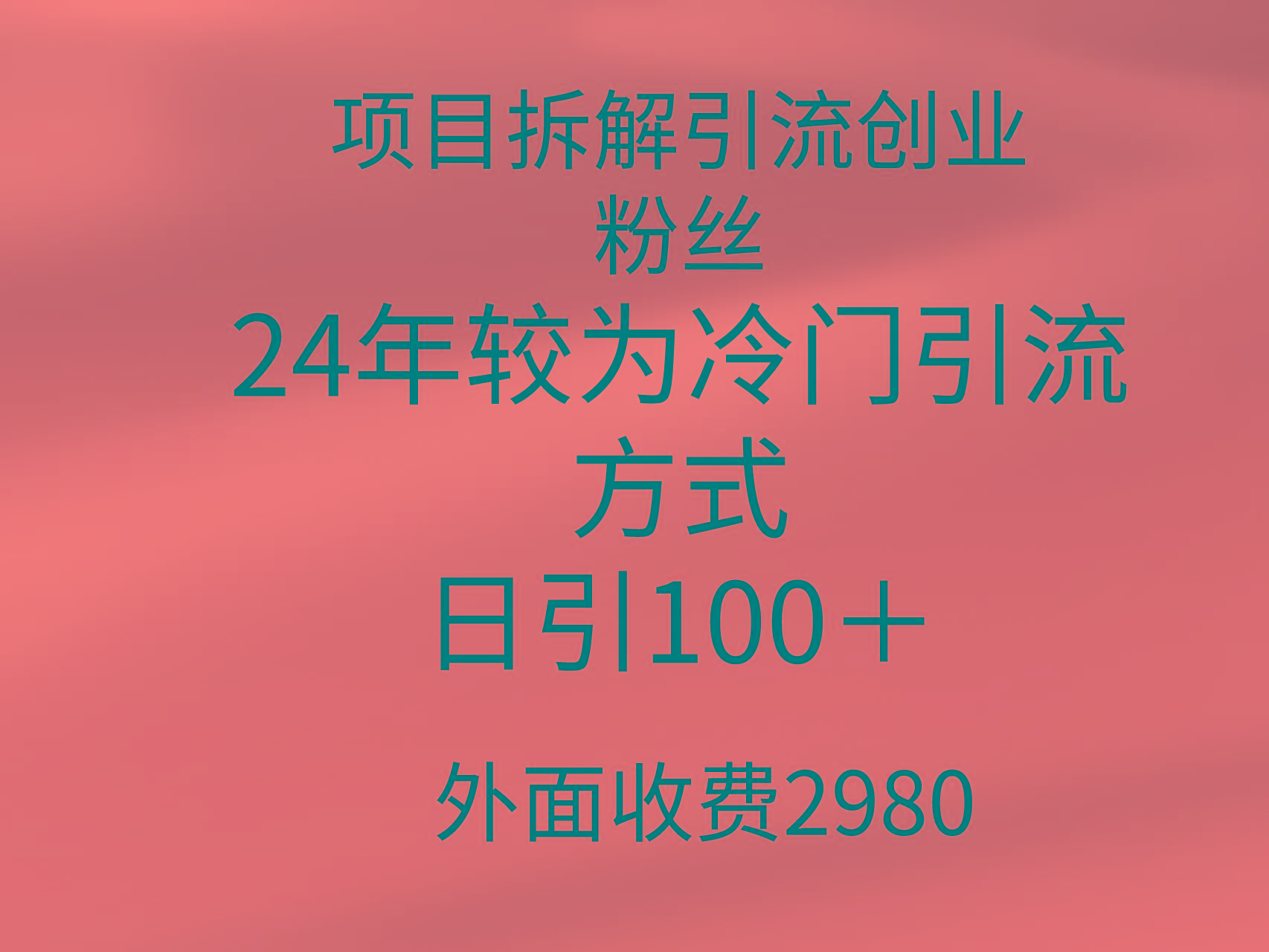 (9489期)项目拆解引流创业粉丝，24年较冷门引流方式，轻松日引100＋-星河轻创
