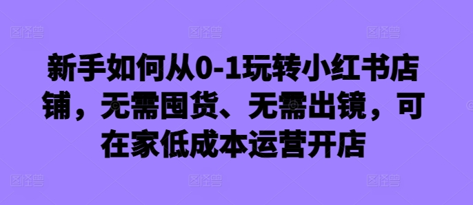 新手如何从0-1玩转小红书店铺，无需囤货、无需出镜，可在家低成本运营开店-星河轻创