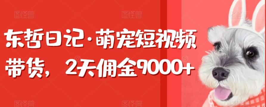东哲日记·萌宠短视频带货，2天佣金9000+-星河轻创