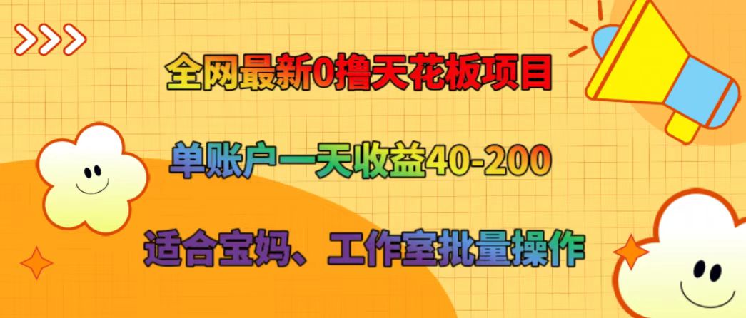 全网最新0撸天花板项目 单账户一天收益40-200 适合宝妈、工作室批量操作-星河轻创