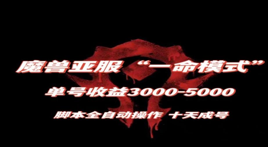 魔兽亚服一命模式，10天成号-单号3千-5千，脚本全自动操作，保姆级教学【揭秘】-星河轻创