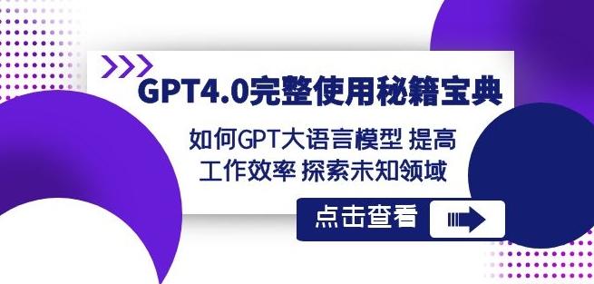 GPT4.0完整使用-秘籍宝典：如何GPT大语言模型提高工作效率探索未知领域-星河轻创