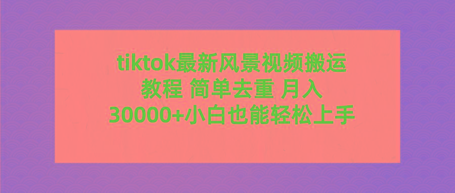 (9804期)tiktok最新风景视频搬运教程 简单去重 月入30000+附全套工具-星河轻创